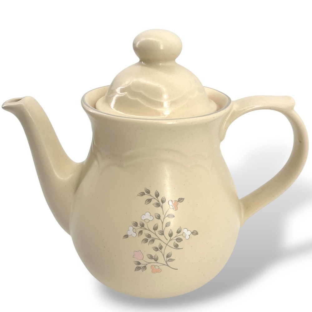 Pfaltzgraff Remembrance Stoneware Serveware Teapot Shaped Pitcher Floral #490 - Picture 3 of 15